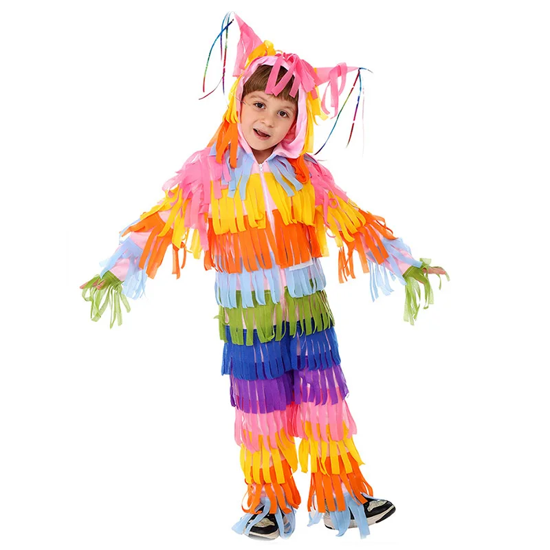 2025 New Arrivals Boys Girls Bright Multicolor Halloween Pinata Onesie Costume for Kids Birthday Holiday Outfits