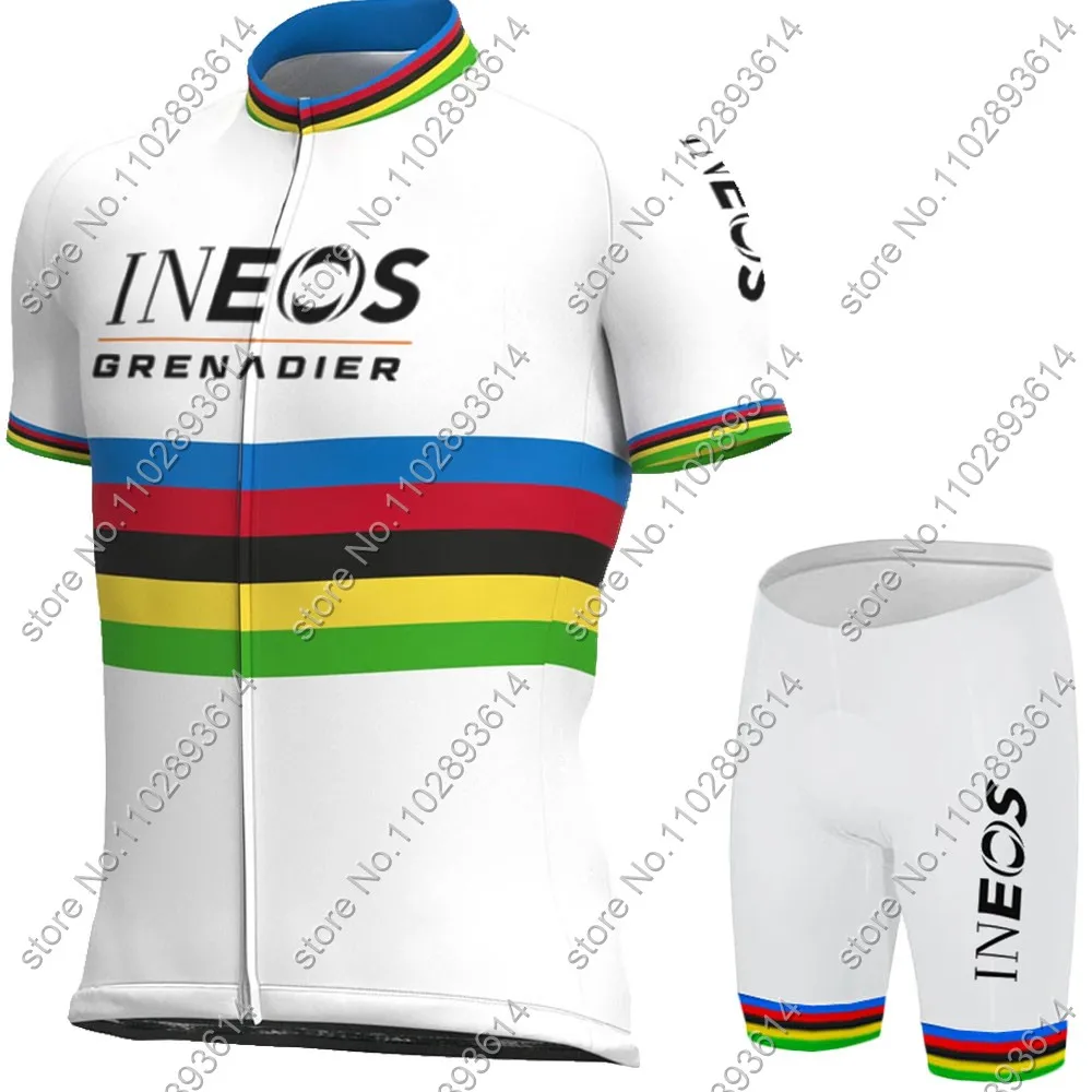 White Ineos Grenadier Team 2024 maglia da ciclismo Set Short World Champion abbigliamento camicie da bici tuta da bicicletta pantaloncini con