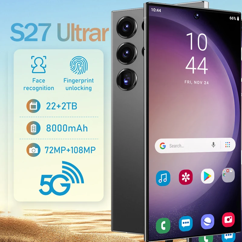 Celular Inteligente Original S27 Ultra Versão Global 2026 de Alta Qualidade com Sistema Dual Chip 4G 5G e Bateria de 7800mAh