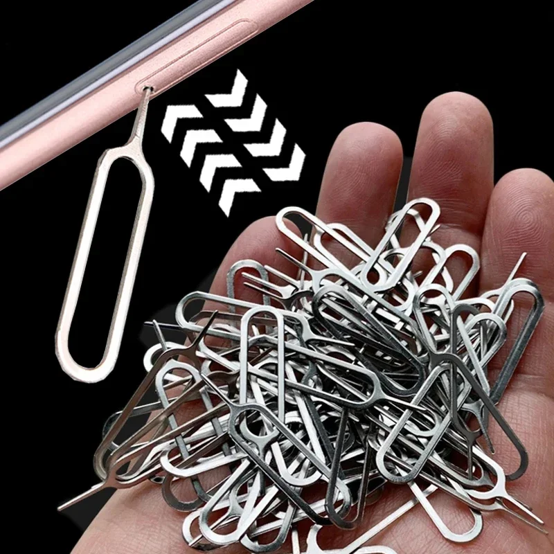 1/10/50/100 pièces plateau de carte SIM broche d'éjection outil de retrait d'éjecteur Compatible pour iPhone Samsung Xiaomi Huawei aiguille d'ouverture de carte SIM