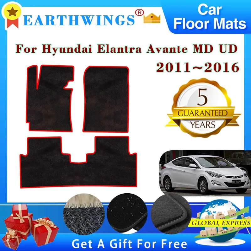 For Hyundai Elantra Avante MD UD 2011~2016 2012 Car Floor Mats Rugs Panel Footpads Carpets Cover Foot Pads Sticker Accessories