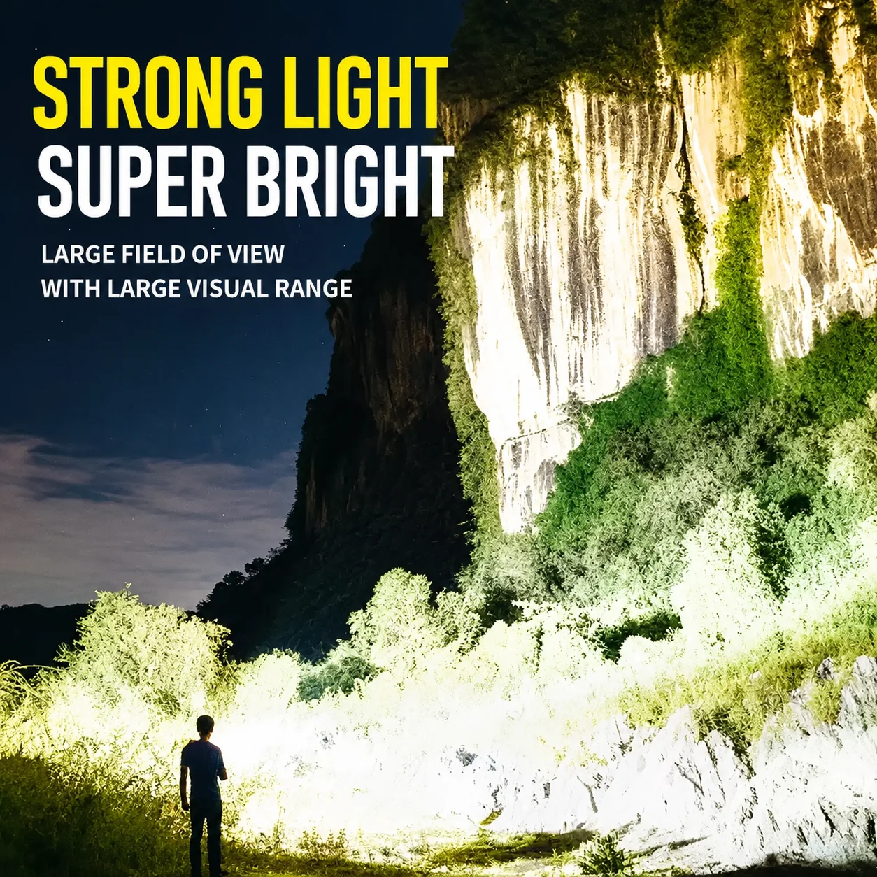 WARSUN D498 Rechargeable Handheld Searchlight, Powerful Long-Range LED Flashlight with Large-Capacity Battery and Long Runtime