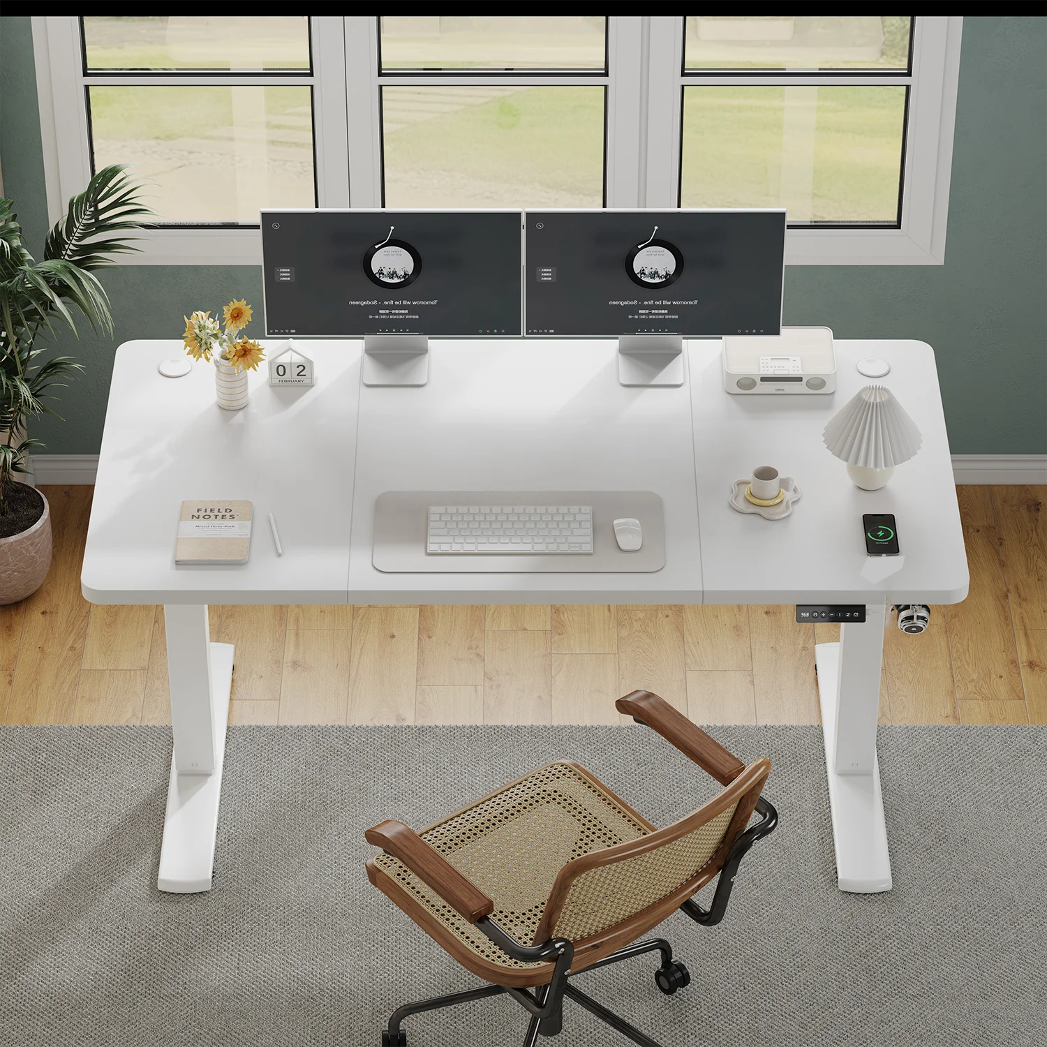 Bureau Électrique Réglable en Hauteur Devoko avec Chargeur USB, Bureau Ergonomique Ajustable pour Travailler Debout