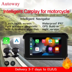 Autoway-Carplay sans fil étanche pour moto 5, écran tactile, Android Auto, GPS, TMPS, caméras anti-tremblement version nuit