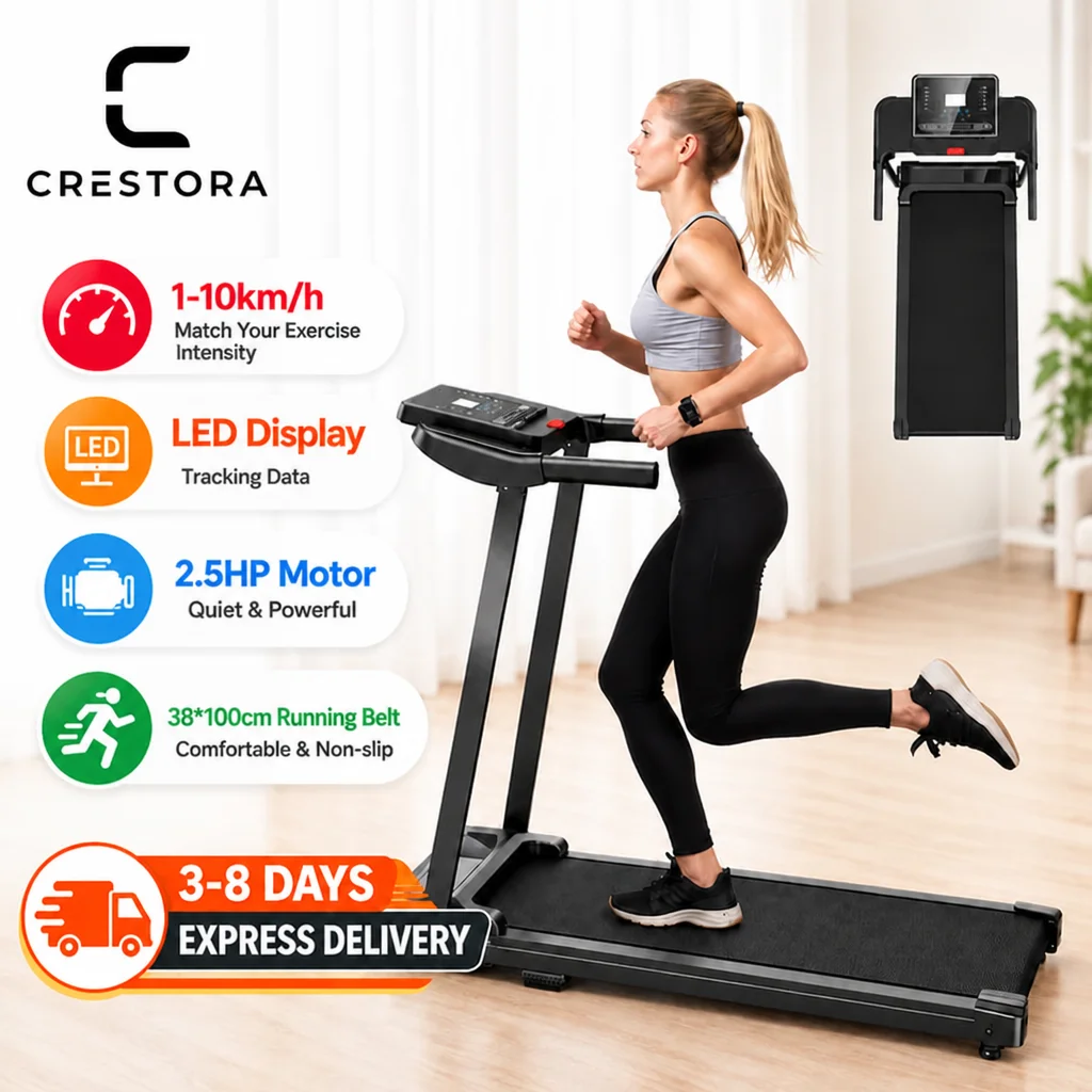 Crestora 3-in-1 loopband voor onder het bureau, met handrail, 2,5 pk, stille werking, maximaal 125 kg draagvermogen, 1-10 km/u, inklapbaar, elektrisch, met LED-display en 12 programma's voor thuis, op