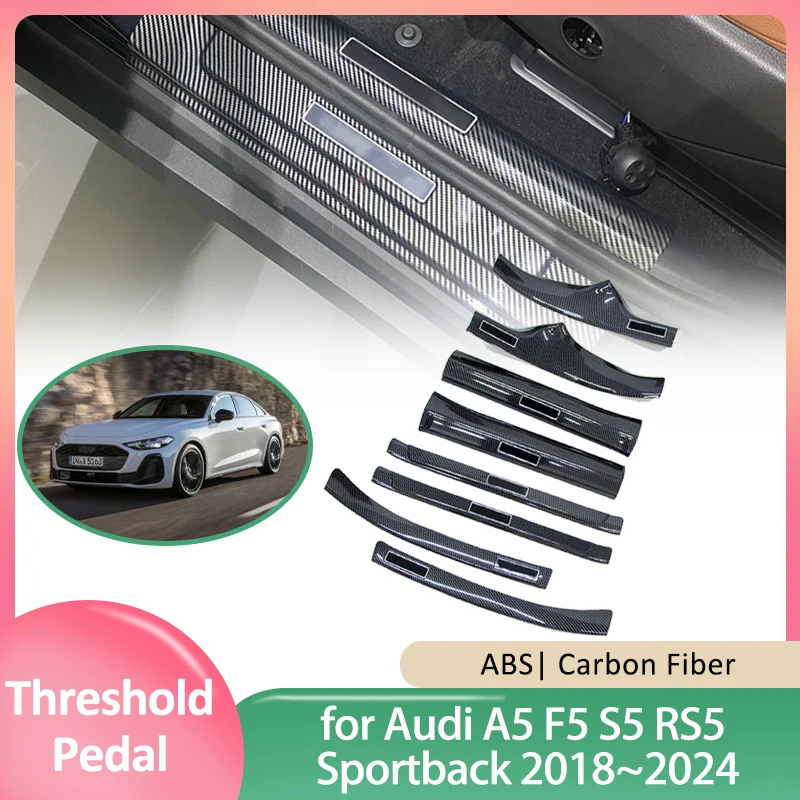 Car Door Sill Scuff Plate for Audi A5 F5 S5 RS5 Sportback 2018~2024 ABS Welcome Pedal Threshold Guards Cover Sticker Accessories