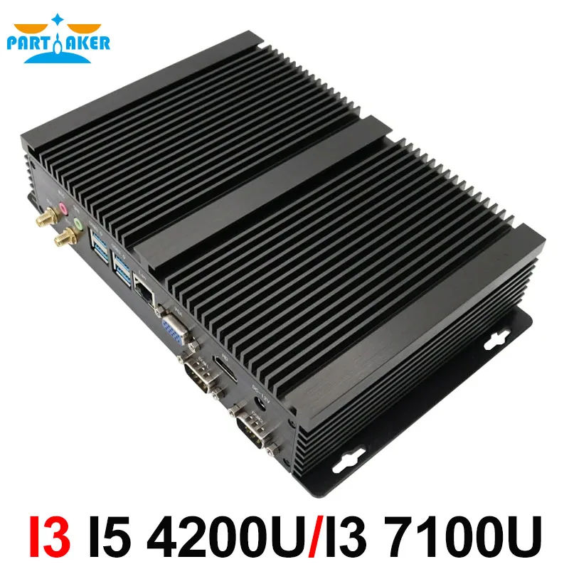 Partaker كمبيوتر مكتبي صناعي Core I5 4200U I3 7100U Win11 Linux Minipc Intel NUC 4K HD RS232 كمبيوتر صغير بدون مروحة #1