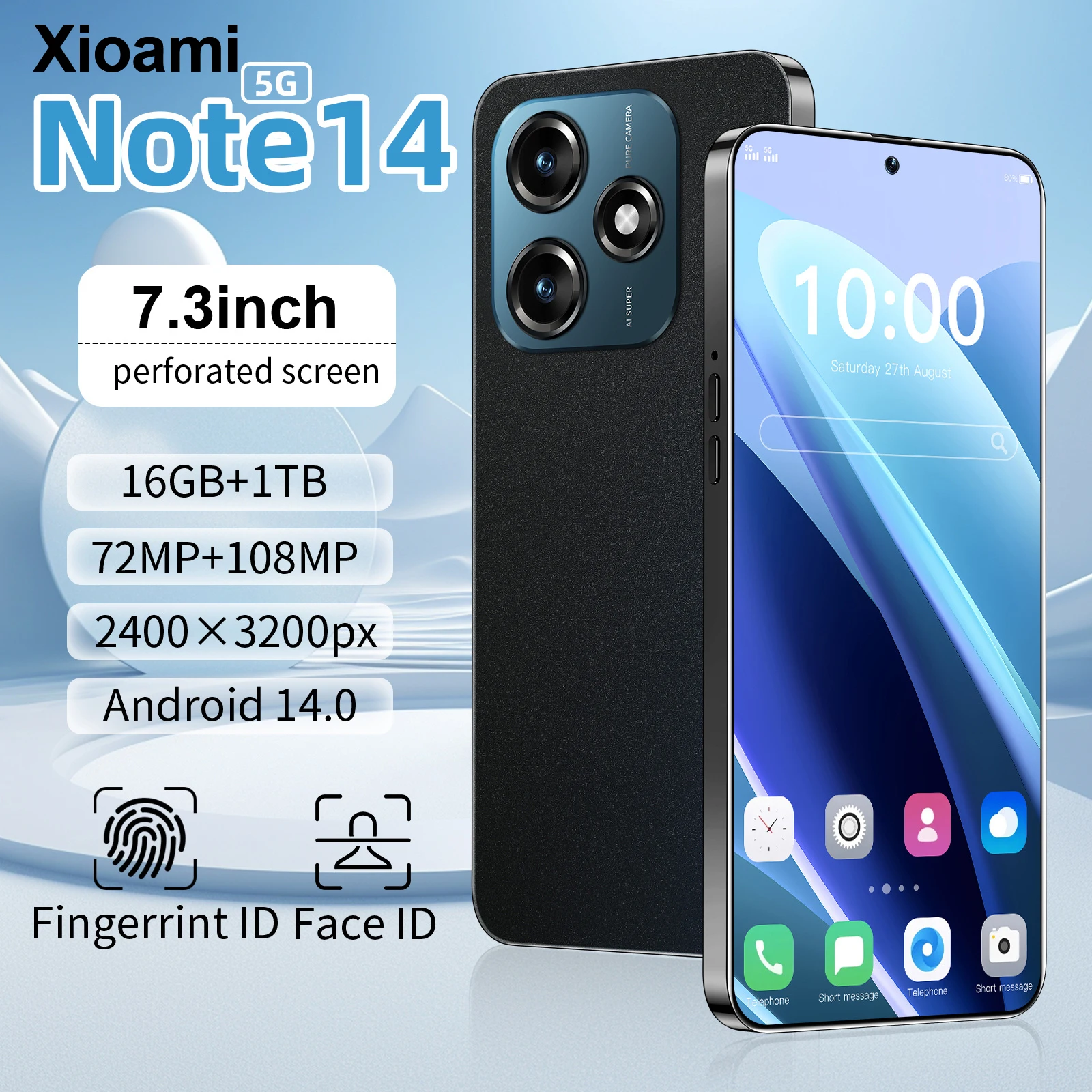 

2025 New Xioami Note 14 7.3HD Global Edition Original Smart Dual Card 7800mAh Battery Facial Recognition Function