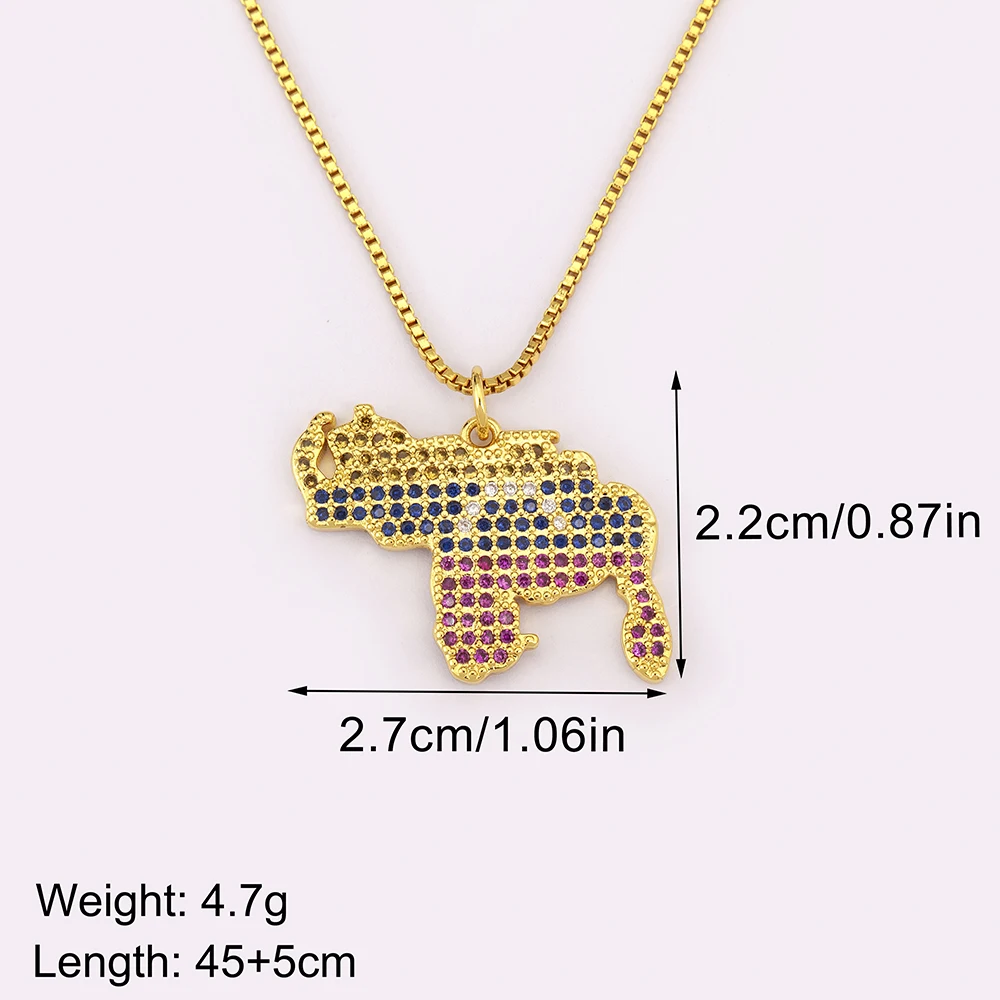 Nidin Hot Sale Venezuela Map Cubic Zirconia Charm Pendant Necklace 4 Styles For Women Men Copper Neck Jewelry Accessories Gifts