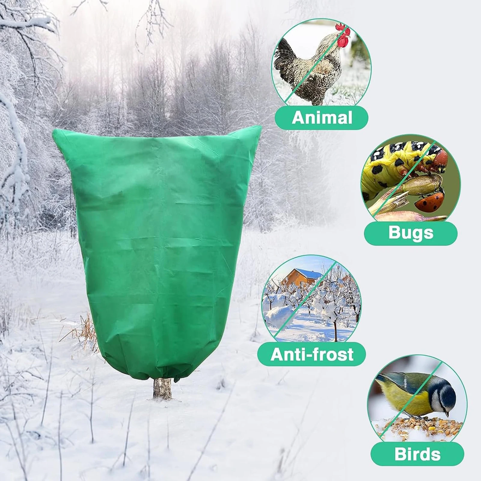 Plant Cover Anti Frost Blanket Trees Winter Freeze Protection Reusable Drawstring Closure Bag for Dwarf Trees Plants Shrubs