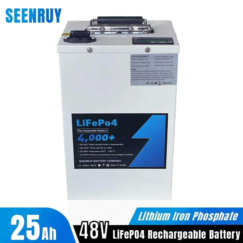 48V 25Ah Lifepo4 Battery Pack Lithium Iron Phosphate Built-in BMS for Eletric motorcycle Optional Bluetooth +Charger