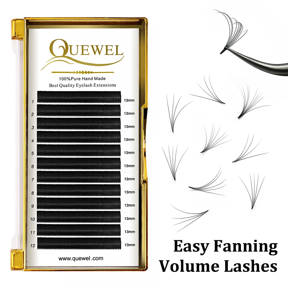 

Quewel Lashes Easy Fanning Eyelash Extension C/D Curl Auto Blooming False Individual Lashes Eye Makeup Faux Mink Eyelashes