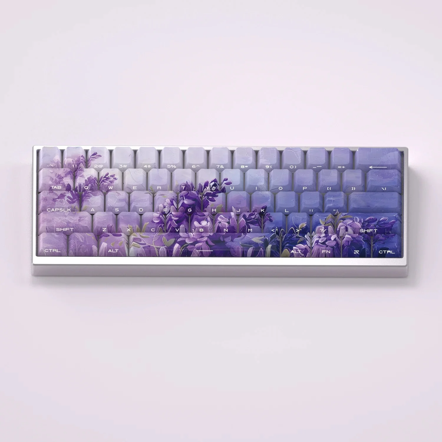 Wisteria Flowers Keycaps do klawiatury mechanicznej PBT 5-stronny barwnik Sub Cherry Profile Boczne podświetlenie z nadrukiem Fioletowy Ajazz AULA F75 — 2