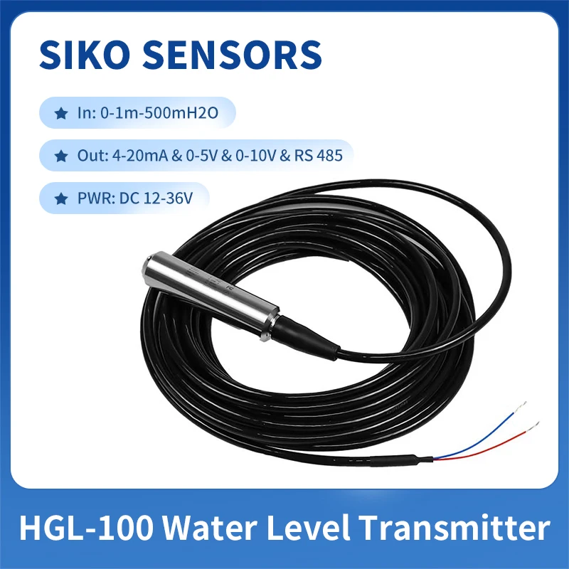 

Hydrostatic Pressure Level Transmitter For 0-10m Fuel Tank Liquid Measuring DC 24V 4-20mA Output