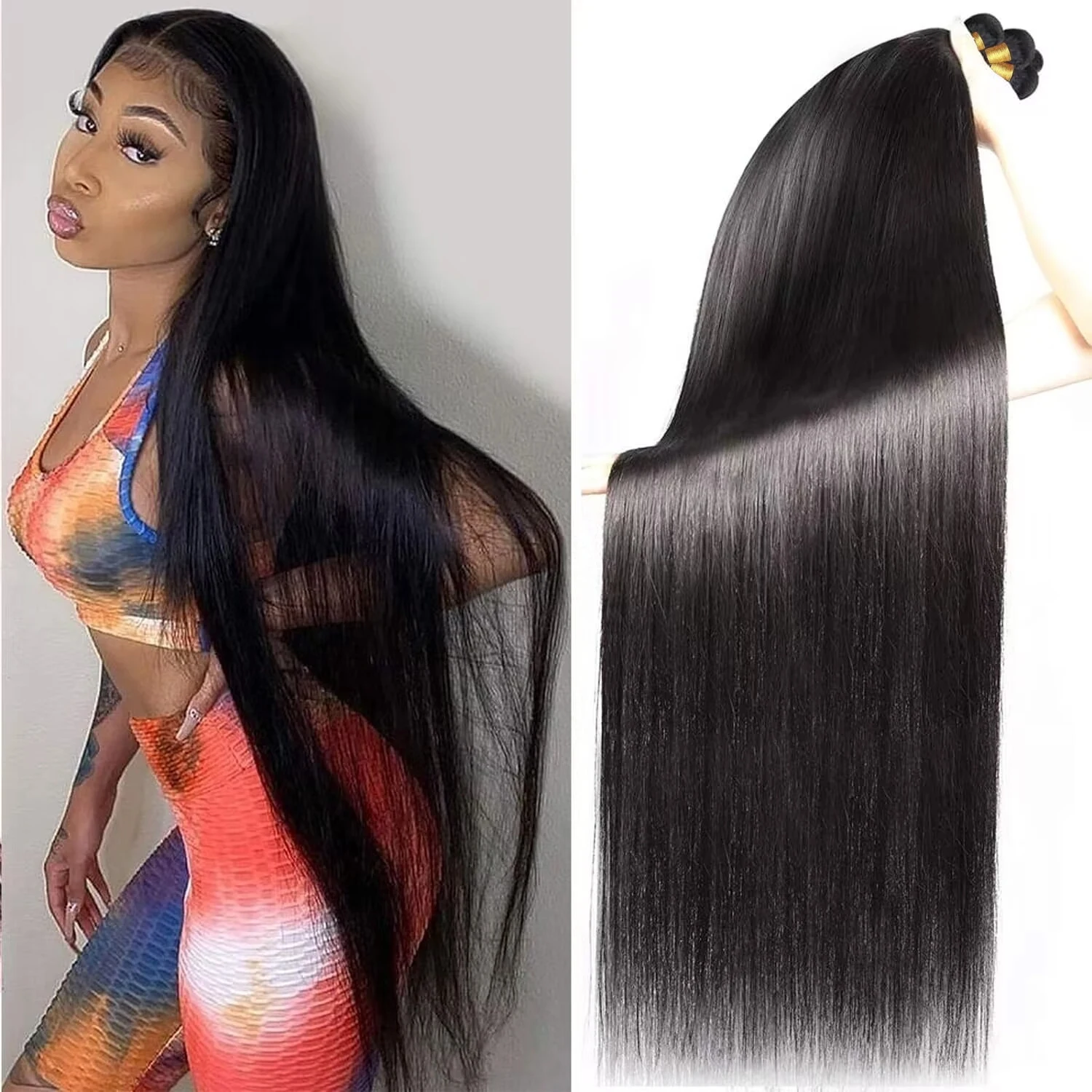 30 32 Inch Bundles Human Hair 4 Pcs Straight Human Hair Bundles Raw Hair Bundles 30 Inch Bundles Brazilian Hair Extensions