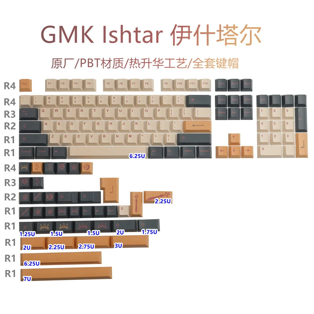 

GMK Ishtar Keycaps, 140 Keys PBT Keycaps Cherry Profile DYE-SUB Personalized GMK Keycaps For Mechanical Keyboard