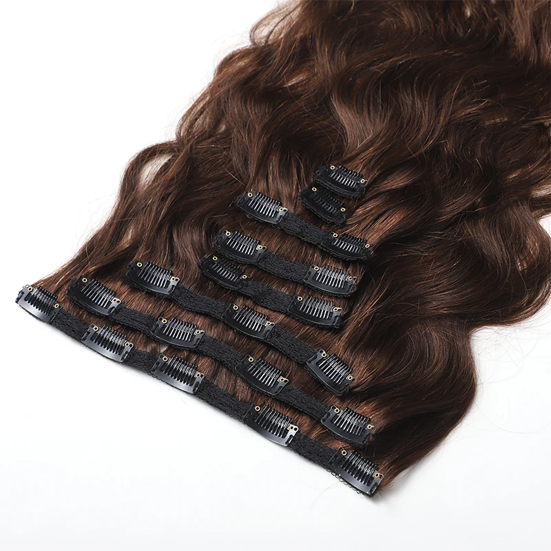 8Pcs One Set Clip In Hair Extensions Natural Wave Hair Clip Ins Double Weft Straight Extensions