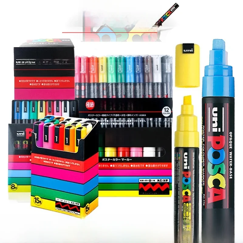 Uni Posca Markery farbowe Akryl PC-1M/3M/5M/8K/17K Kolory Graffitti 예술용품 Rysunek Plakat reklamowy Artykuły papiernicze Artykuły artystyczne — zdjęcie produktu 7