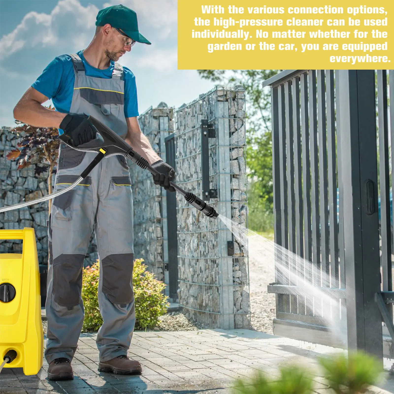 1500W Electric High Pressure Washer Car Washer Gun Garden Washing Water Wash Spray Gun with Adjustable Pressure Nozzle Ideal Cleans Patios, Balconies, Driveways, Siding, Sheds, Cars, Outdoor Motor