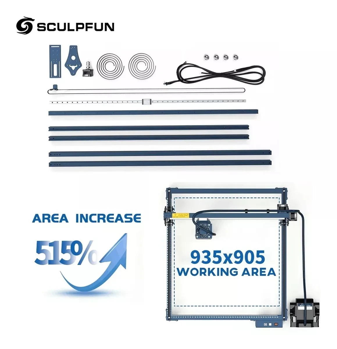 

New SCULPFUN S10/S30 series XY Axis Extender Expansion kit Laser Engraving Machine 935x905mm Engraving area Extension Kit