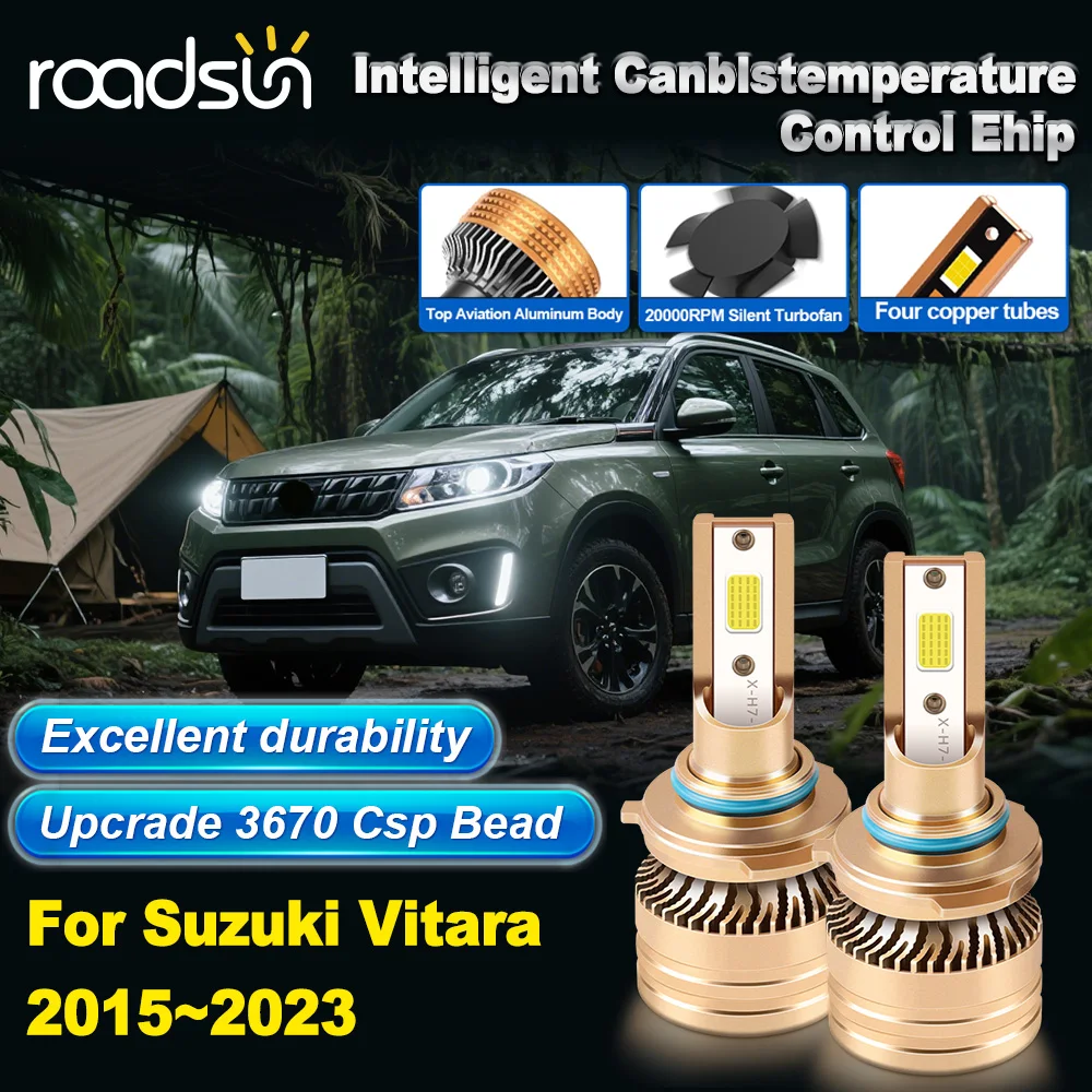 

2 шт. для Suzuki Vitara 2015 ~ 2023 светодиодные фары 9005 COB чип 6000K белый 180 Вт 28000LM IP68 Plug & Play автомобильные лампы