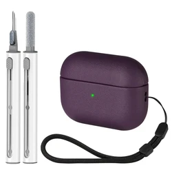 Cover for Airpods Pro 2 Case With cleaning pen Leather Texture Air pods 1 3 4 Case ProtectiveWireless Charging Front LED Visible