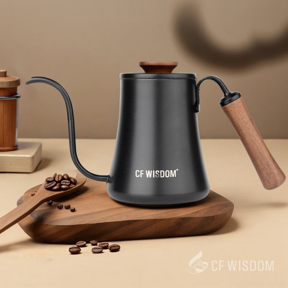 

Капельный чайник ручной работы CF WISDOM, 304 мл, из нержавеющей стали 600, с мелким изящным горлышком, удобный для подвешивания ушного пивоварения, прочный.