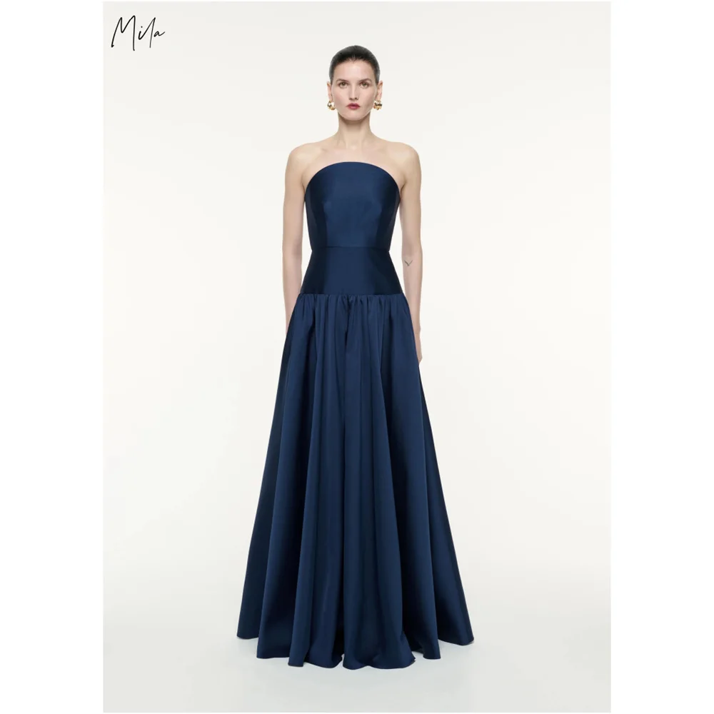 

Mila Strapless Ball Gown Maternity Dress Bow Straps Zip Evening Dresses Glitter Satin Customized Prom Dresses 2025