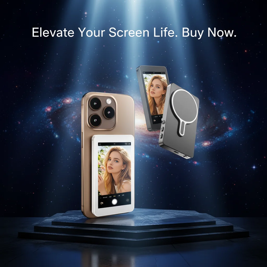 

Экран монитора для селфи телефона, портативный беспроводной магнитный экран для видеоблогов, задняя камера телефона, Bluetooth-соединение, инструмент для селфи для жизни