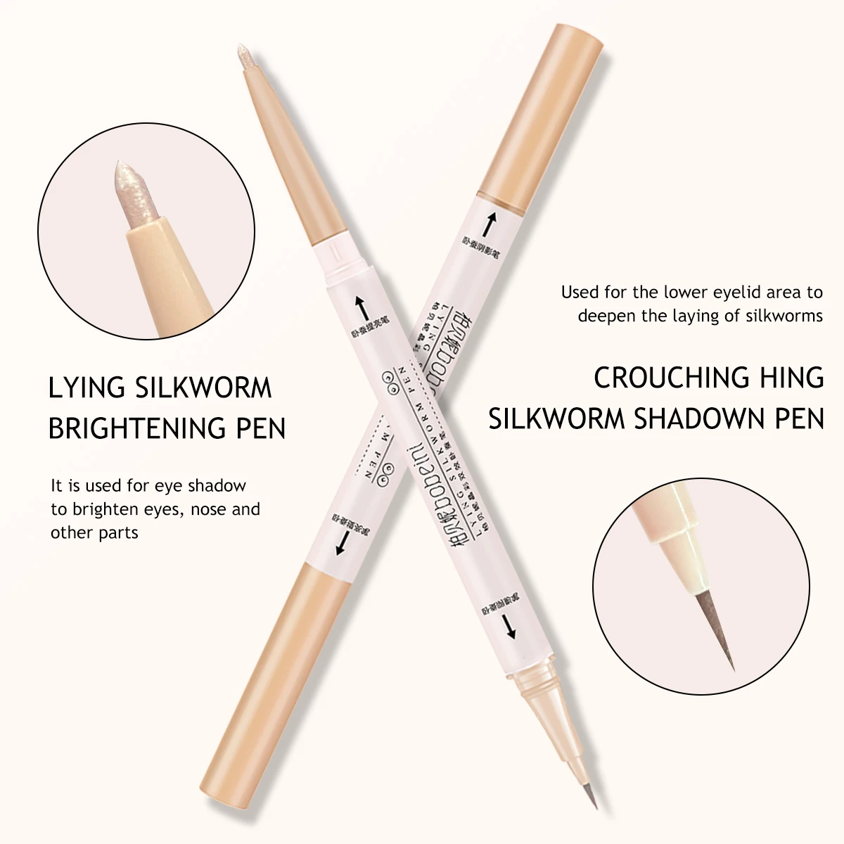 Dwustronny pędzel do makijażu rzęs – matowy naturalny cień do powiek i rozświetlacz do dolnej powieki do nieskazitelnego makijażu oczu