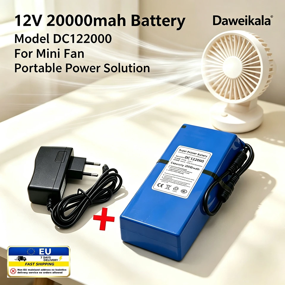12V 20000mAh Akkupack, wiederaufladbare Lithium-Batterie für CCTV-Kamera, LED-Lichtstreifen, Router, kleine elektronische Geräte, EU-Lager, 7-Tage-Lieferung