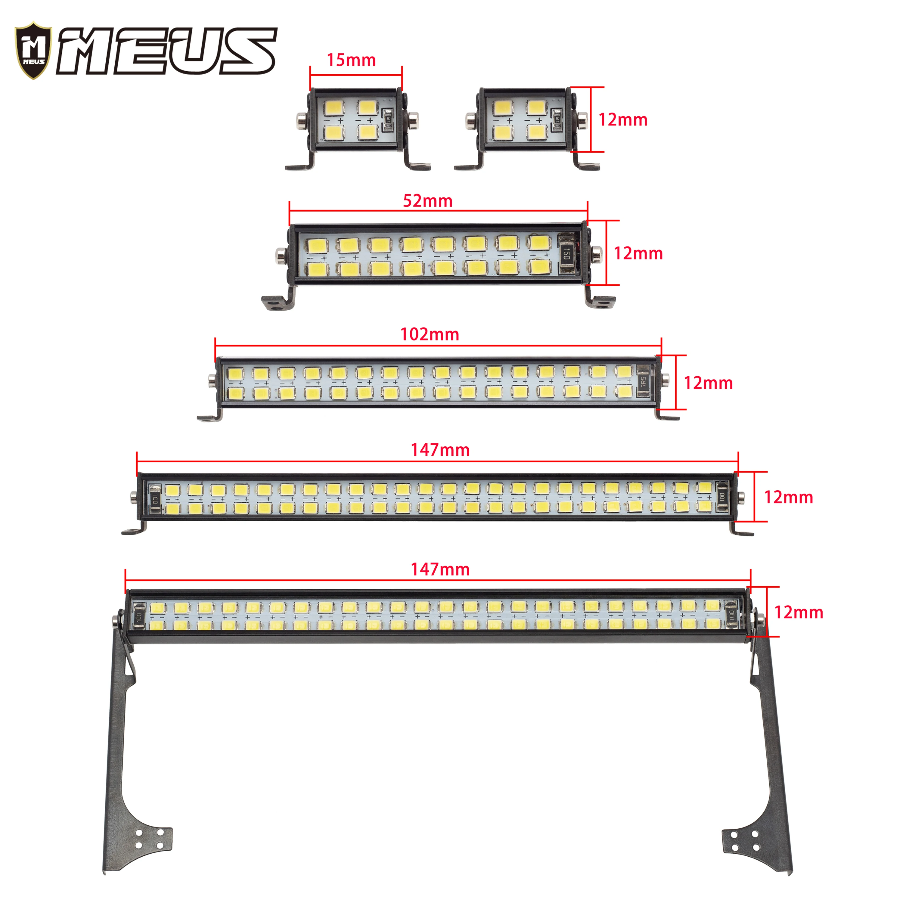 

MEUS RC Car LED Lights Bright Spotlight Headlights Double-Row Lights for TRX4 Axial SCX10 D90 Wraith