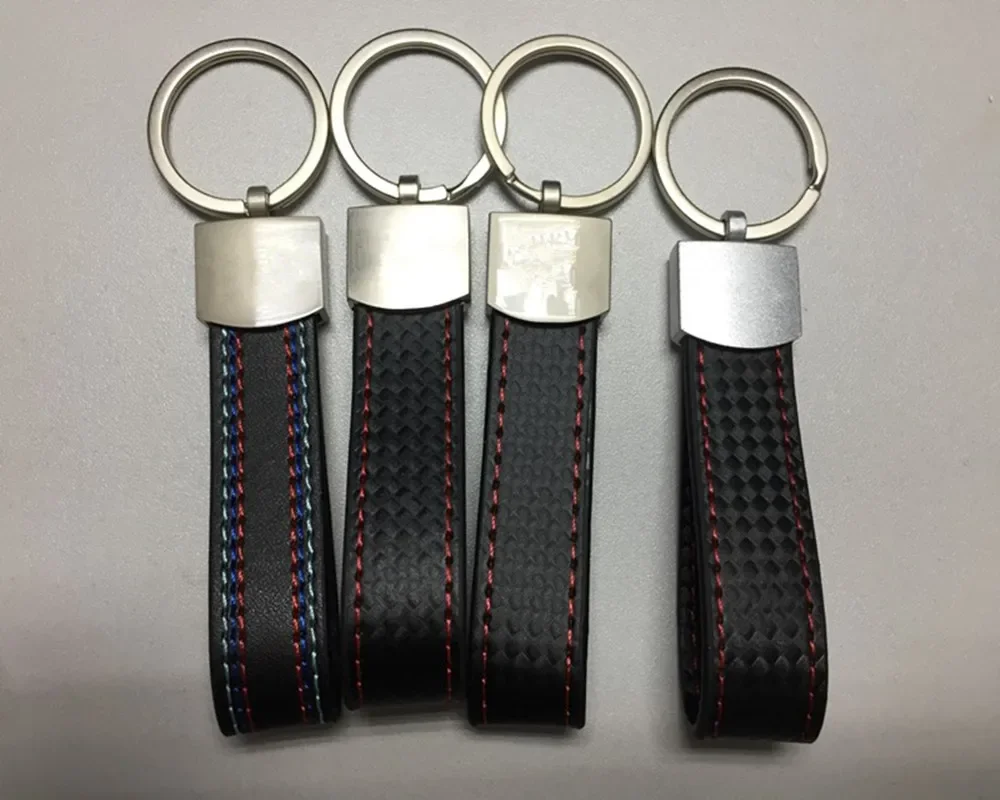 Interieur Auto Sleutelhangers ForAudi Sline R forBenz AMG voor Tech M3 M5 X1 X3 E46 E39 E60 F30 E90 F10 Metalen Lederen Auto Sleutelhanger - afbeelding 2