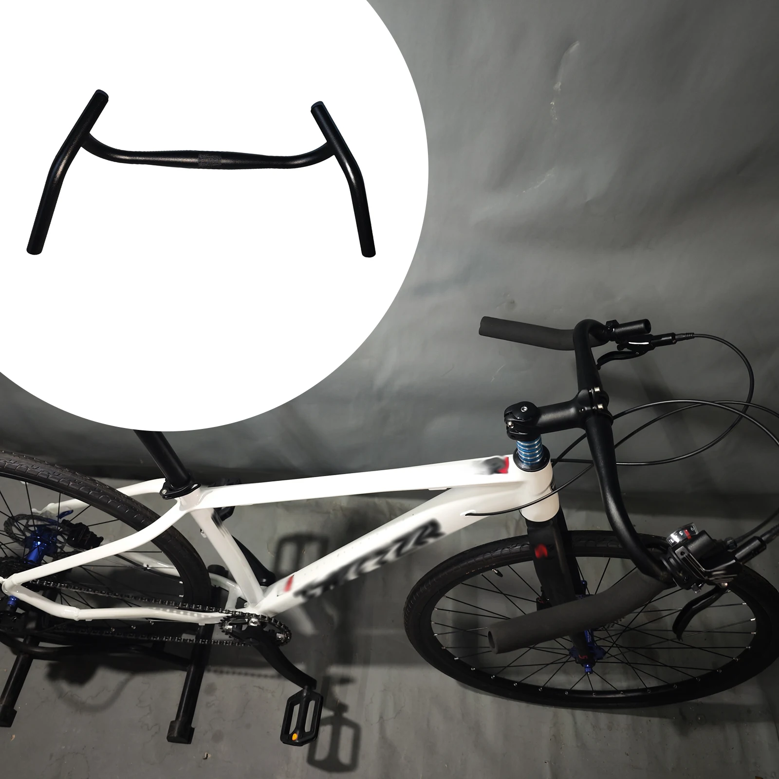 

Bike Handlebar Two Wheeler Bullhorn Handlebar Aluminum Alloy External Angle Rest Bar for Outdoor Riding Cycling