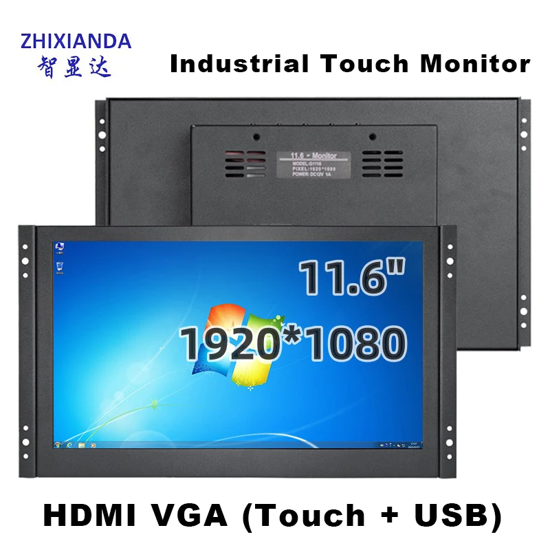 

New Design 11.6 Inch 1920*1080 IPS Open Frame Monitor LCD Industrial Resistive/Capacitive Touch Screen Display With HDMI VGA