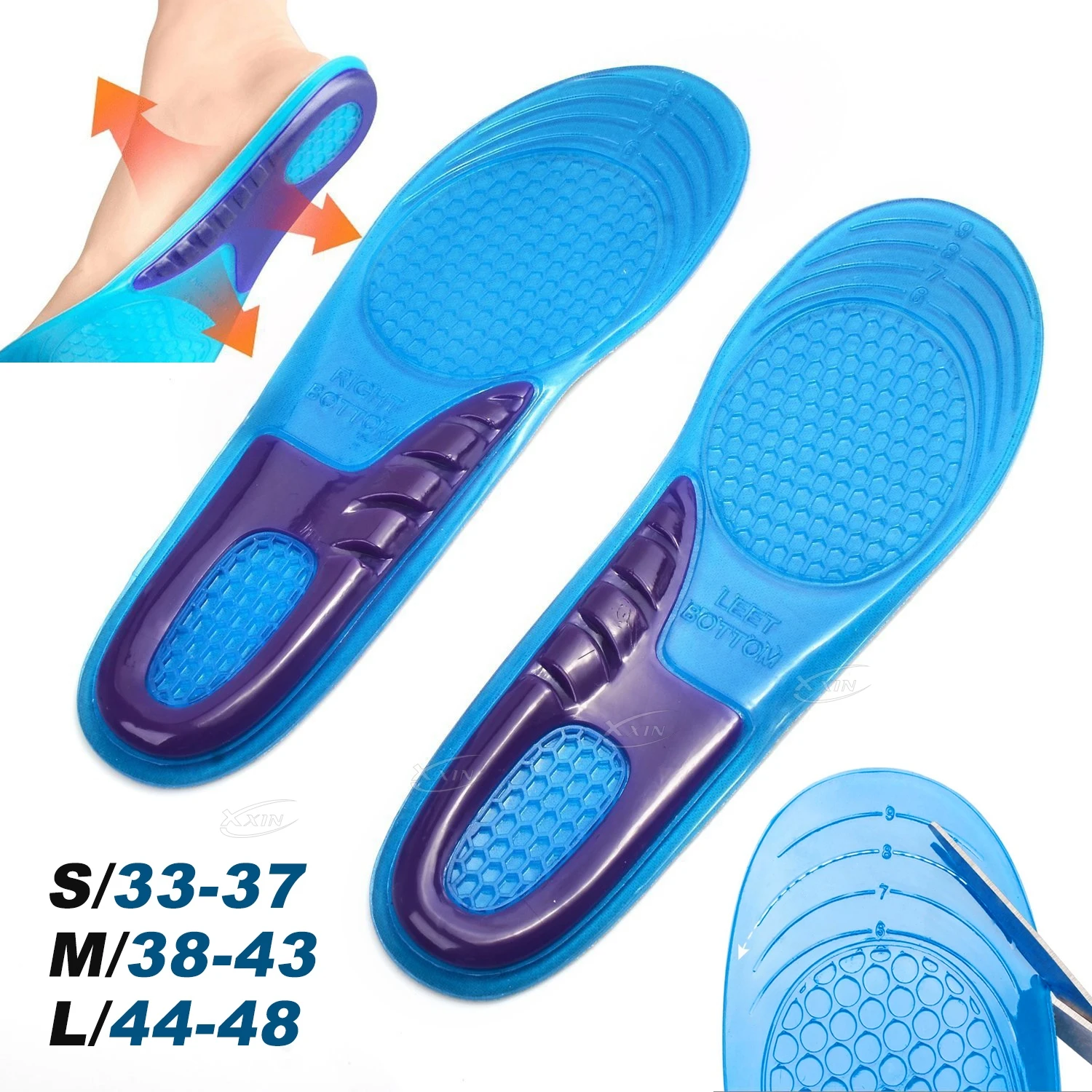 【Xxin】Orthotic Insole Men Women Arch Support Insoles Elastic Gel Silica Sport Running Shoe Pad Size 35-46