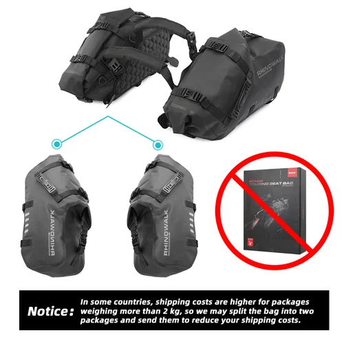 Imagen 2 del producto Rhinowalk-bolsas de doble cara para motocicleta, 2 piezas, impermeables, 28L/48L, ajuste Universal, alforja de motocross, bolsas de sillín para BMW HONDA