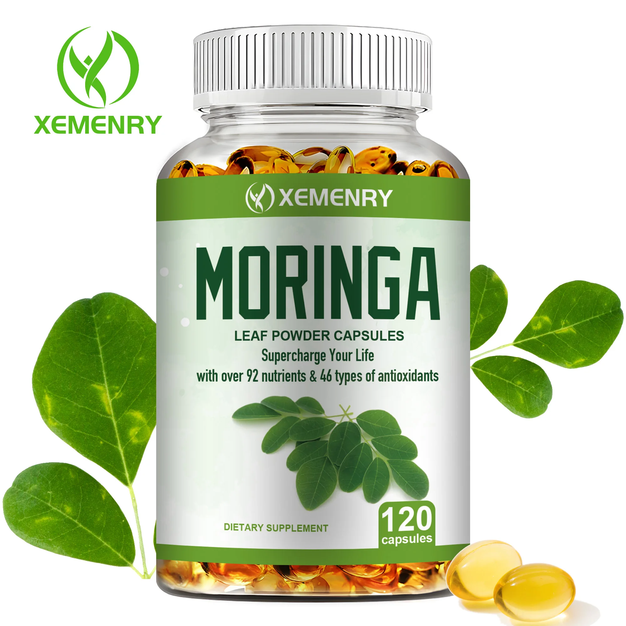 Moringa Supplement - Energy, Metabolism, Antioxidant, Immune System Health - 120 Capsules