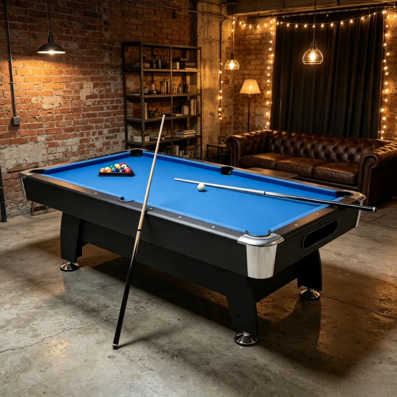 84-Zoll Professioneller Billardtisch für Zuhause, 7-Fuß MDF/Schiefer-Alternative Spielfläche, Pulverbeschichteter Stahlrahmen, Turniertaugliches Blaues Woll-Nylon-Tuch, Komplettes Starter-Paket