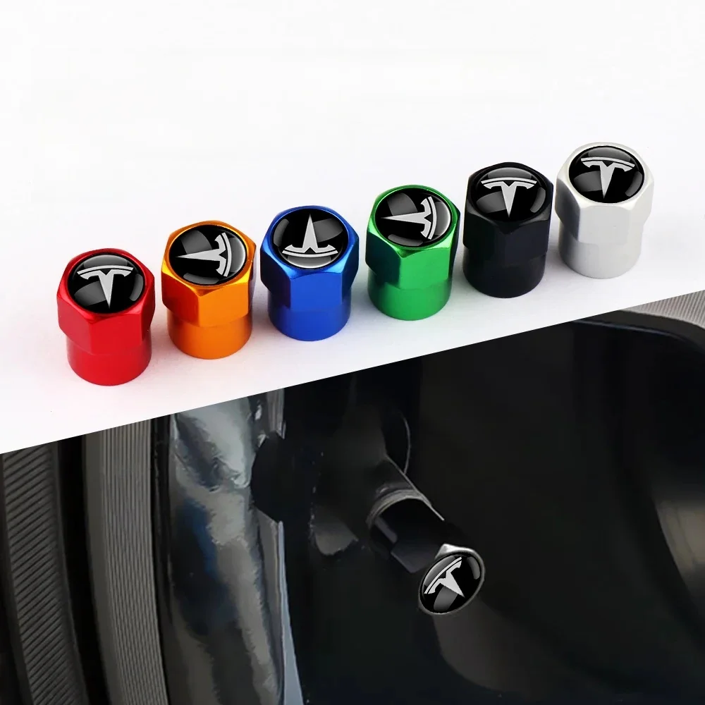 Couvercle de bouchons de Valve de pneu de roue de voiture, pour Tesla modèle Y juniper modèle 3, bobine des hautes terres, Stem de pneu de roue de voiture, 4 pièces/ensemble