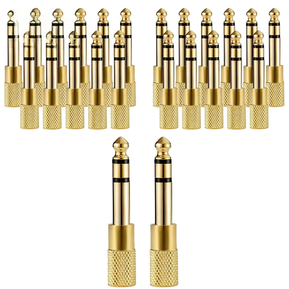 Muzyczny dźwięk 2/6/12/24 sztuki 6,35 mm 1/4 cala wtyk męski na gniazdo żeńskie RCA pozłacany adapter TRS gitarowe złącza audio jack — zdjęcie produktu 7