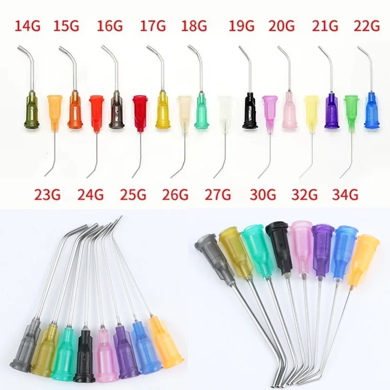 50Pcs 1.5inch Plastic Stainless Steel Irrigation Luer Lock Blunt Tip 45 Degrees Elbow Glue Dispensing Needles for Lab,Home Use