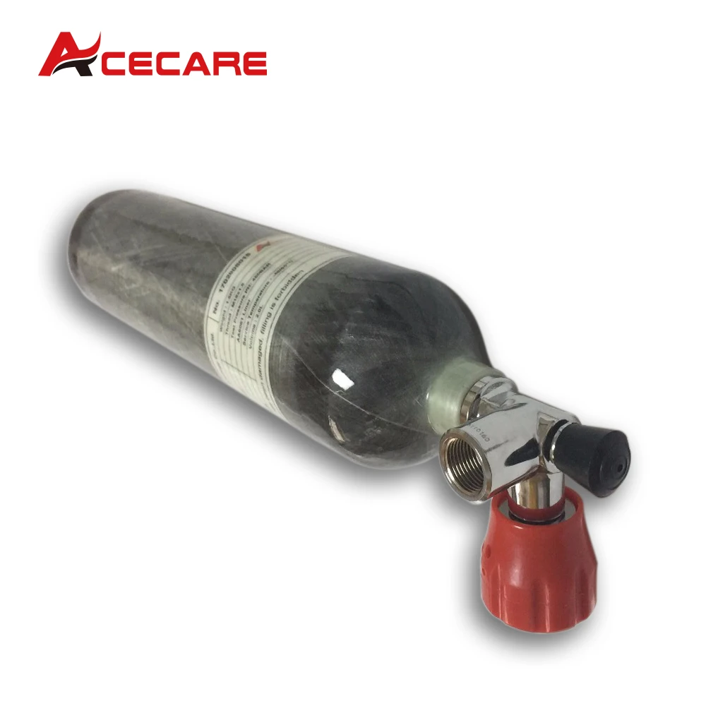 ACECARE 4500PSI 300Bar 30MPA 2L Carbon Fiber Cylinder Air Tank Scuba Diving Bottle M18*1.5 With Red Gauge Valve