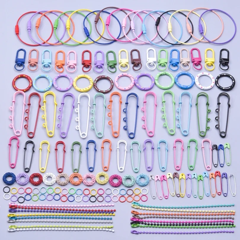 10 stücke bunte Sicherheits brosche Stifte mit Schlaufen/Feder öffnungs ring/Draht ringseil/Kugel