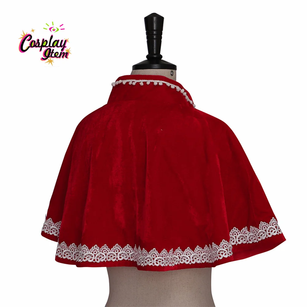 Capa de terciopelo rojo para fiesta de invierno de Navidad, accesorios medievales de Cosplay para mujer, chal de longitud corta, traje victoriano