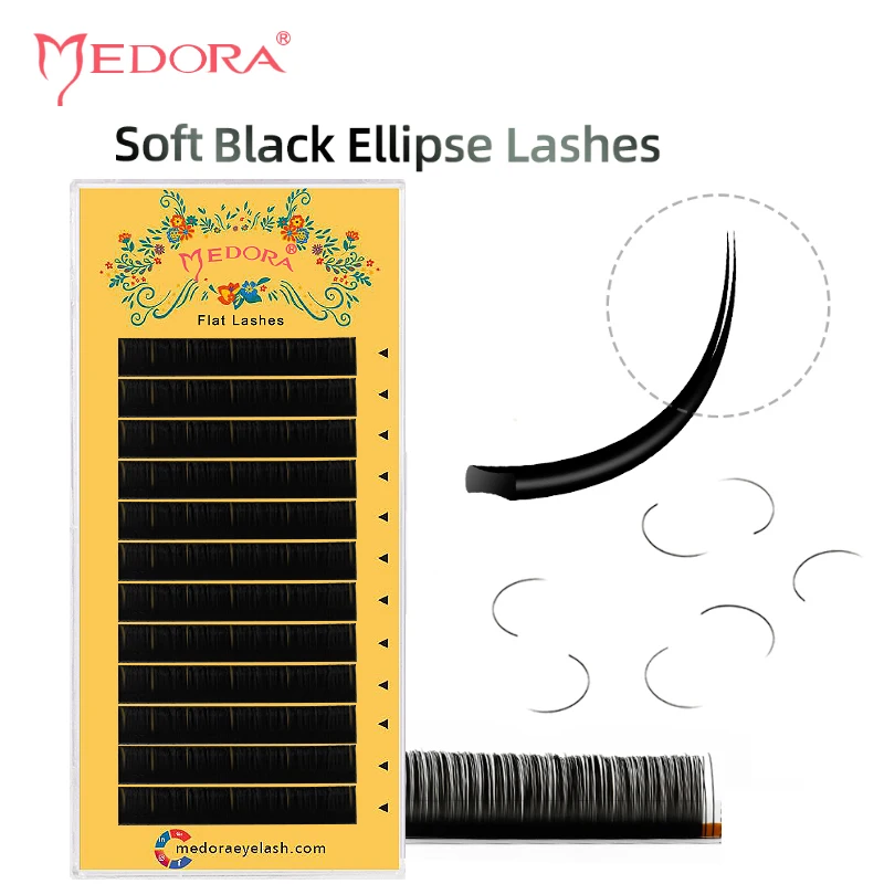 MEDORA Ellipse Flat Eyelash Flat Eyelash Extension supplies Individual Lashes Lash Extension Semi-Permanent Extremely Light Soft