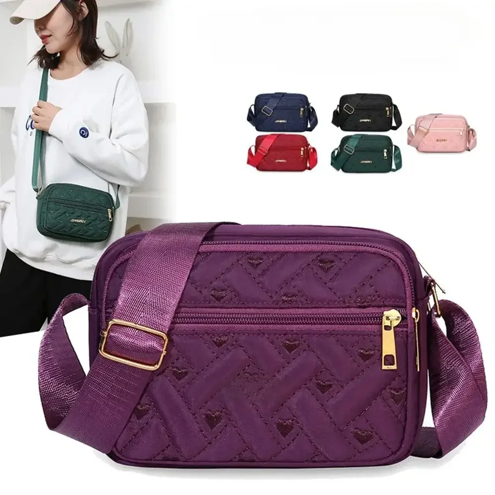 Nowe mody hafty damskie nylonowe kwadratowe torebki damskie na ramię crossbody kobiece dorywczo damska torebka na zamek błyskawiczny — zdjęcie 2