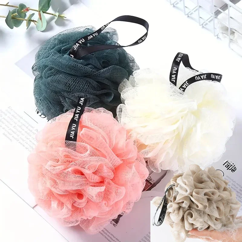 Pouf éponge de douche en maille colorée avec luffa et boule de douche, doux et doux pour la peau, parfait pour le bain et la douche