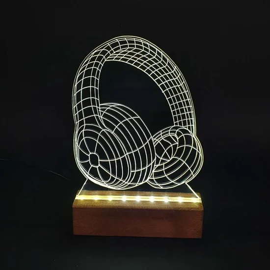 

3D Headset LED Lighted Plexi Custom Night Light