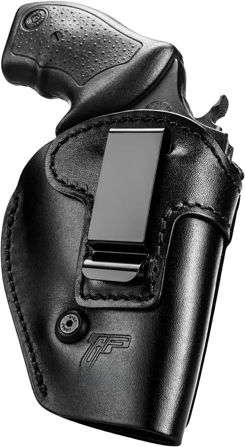 Ręcznie robiona skórzana kabura, pasuje do większości rewolwerów typu J i większości rewolwerów .38 Special Ruger LCR, S&W 442/642, noszenie wewnątrz paska. — 2